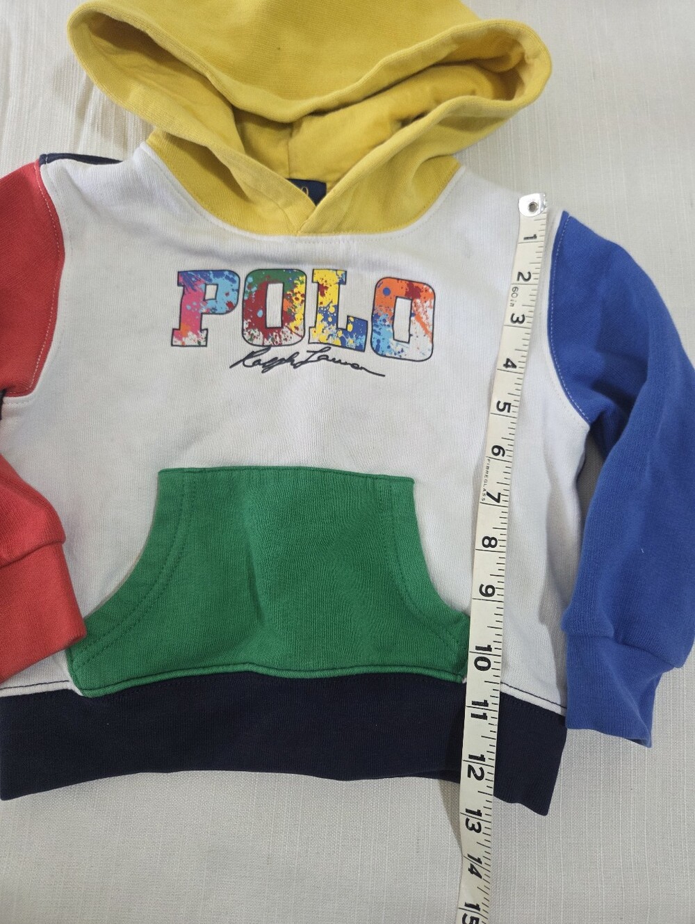 Polo by Ralph Lauren Colorblock Kids Hoodie - Yellow Hood, Red & Blue Sleeves 2t - Picture 6 of 8